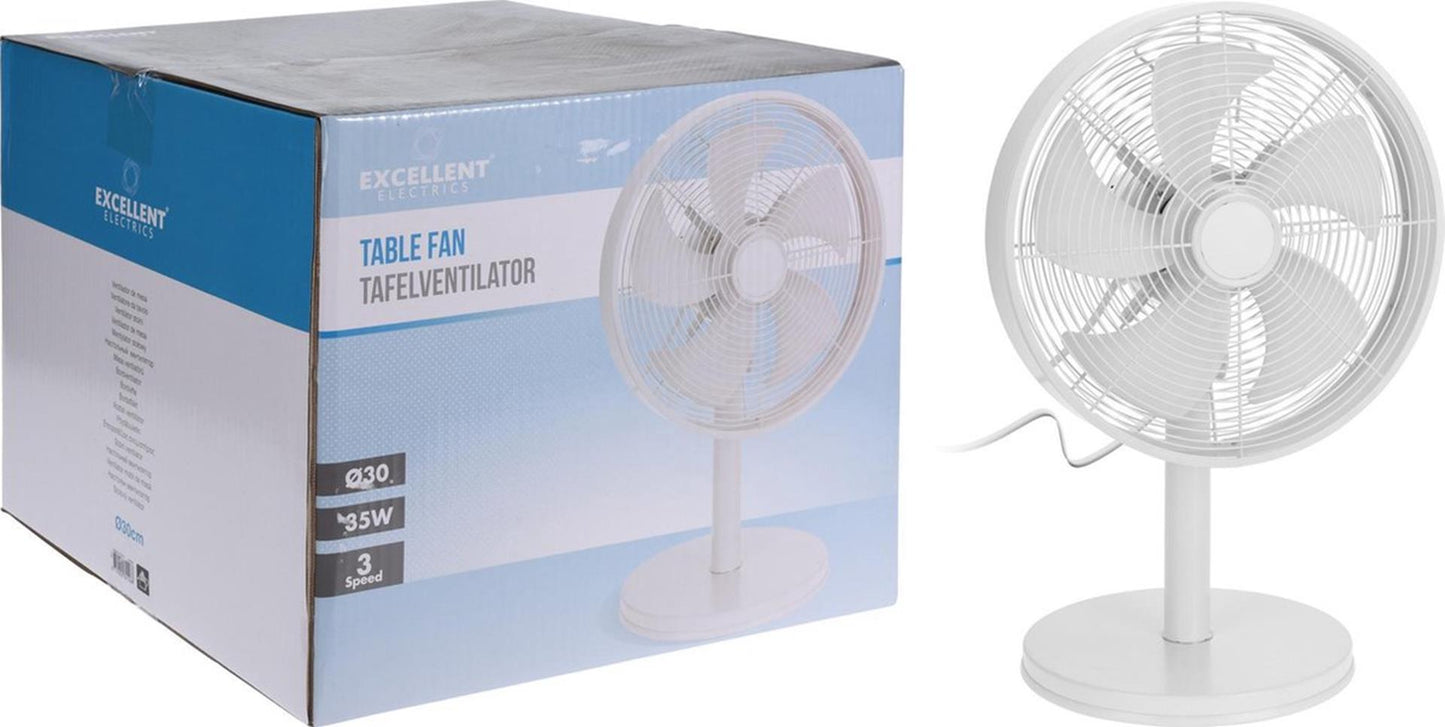 Excellent ventilateur de table électrique de luxe robuste 30cm blanc