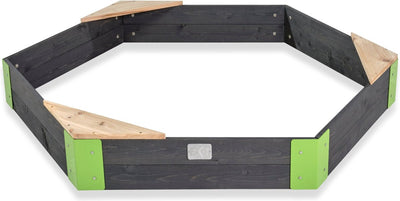 Exit jouets exit axent bac à sable en bois hexagone 160x140cm - bac à sable extérieur - bac à sable enfant - bois FSC - jardin