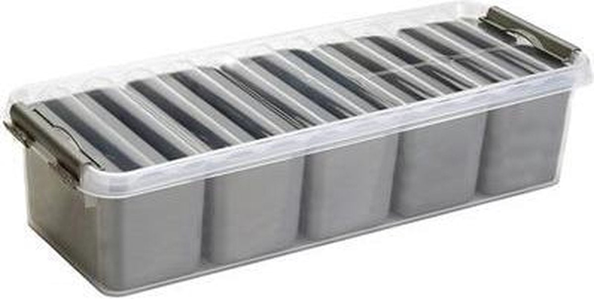 Sunware - boîte de rangement q-line avec 7 récipients 3,5l métal transparent - 39 x 14 x 9,5 cm