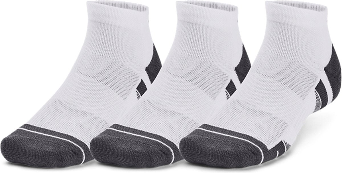 Under armour ua performance tech 3pk low-wht chaussettes de sport unisexes - blanc - gris jet