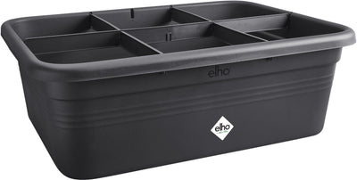 Elho green basics grow garden l - grande boîte de culture - boîte de potager avec séparateurs - plastique 100% recyclé - 76,3 x 57,4 x 26,8 cm - noir vivant