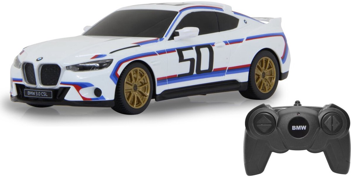 Jamara véhicule radiocommandé - 402172 voiture de sport rc BMW 3.0 CSL - blanc - modèle RC 2,4 GHz prêt à l'emploi - voiture contrôlée 1:24