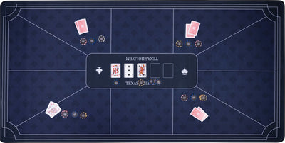 Tapis de poker Engelhart bleu 180x90 cm - caoutchouc polyester - surface de jeu lisse - accessoire de dés de poker -