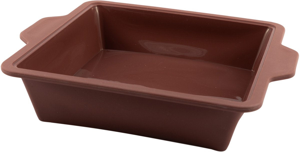 Moule à cake carré Point-virgule en silicone platine vintage marron 20x20x6cm