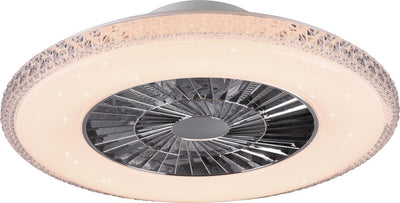 Rl live your light reality harstad - ventilator - chroom - incl. 1x smd 38 w - afstandsbediening - geintegreerde dimmer - traploos instelbare lichtkleur - niet geschikt voor externe dimmer - slaaptimer - geheugenfunctie - 3 snelheidsinstellingen - zomer-