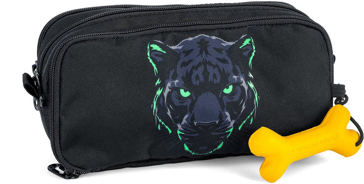 Stones and bones rowan 2.0 - trousse - trousse pour enfants - 3 compartiments - panthère noire - noir