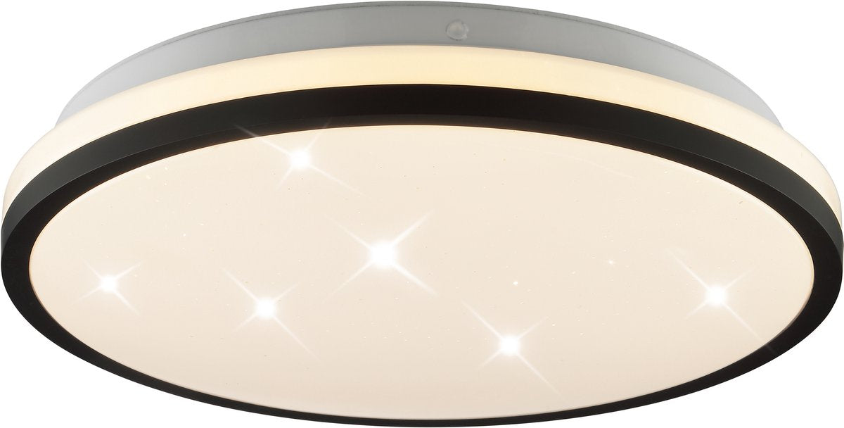 Brilliant taya - plafonnier - ø 28 cm - led 12w - 1600lm - 2700k 4000k 6500k - ip44 - noir et blanc