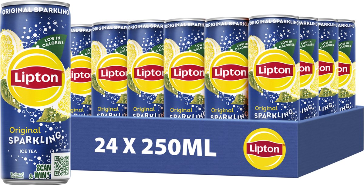 Boîte pétillante de thé glacé Lipton - originale - 24 x 250 ml - pack économique