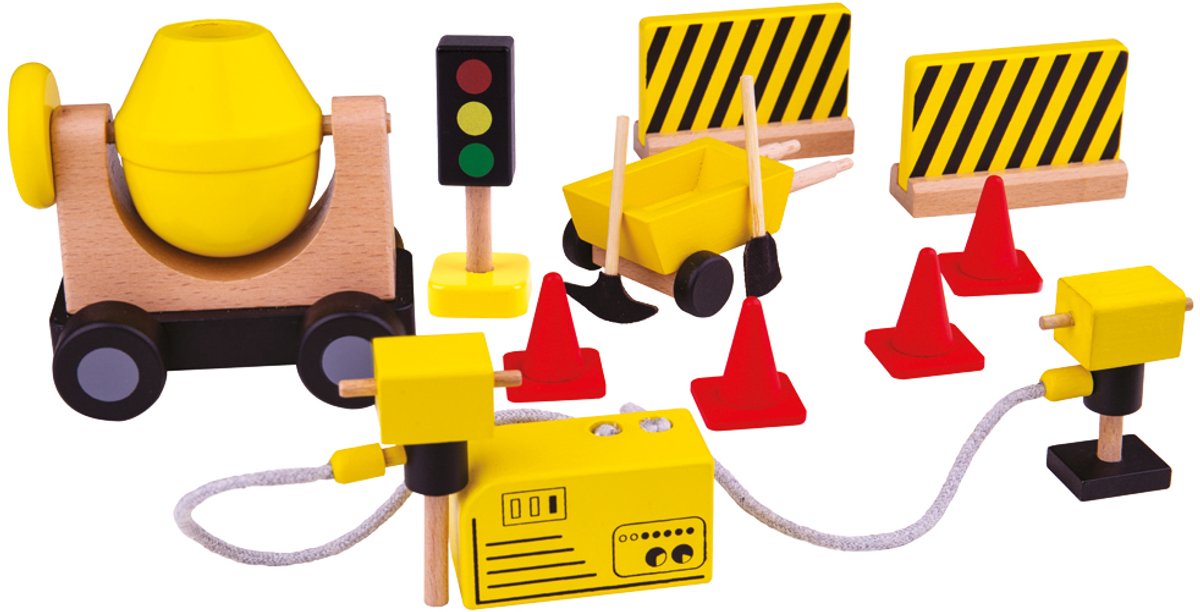 Tidlo Wooden Dollhouse Construction Workers Material Material, 13dlg.