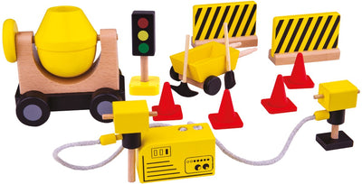 Tidlo Wooden Dollhouse Construction Workers Material Material, 13dlg.