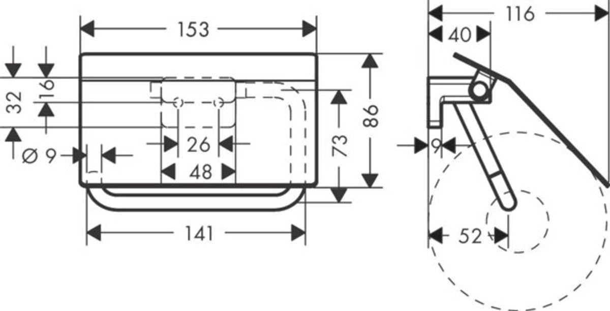 Porte-rouleau de papier toilette Hansgrohe Addstoris avec rabat optique or poli