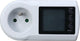 Prise compteur d'énergie profilée - compteur de consommation - afficheur LCD - blanc - broche masse