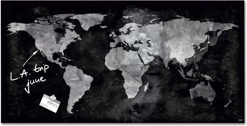 Tableau magnétique en verre Sigel - artverum - 91x46cm - carte du monde noire - si-gl270