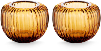 Vtwonen - lot de 2 - bougeoirs - marron - verre - 11x9cm