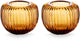 Vtwonen - lot de 2 - bougeoirs - marron - verre - 11x9cm