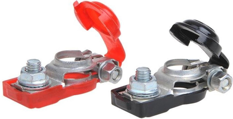 Jeu de pinces pour bornes de batterie Proplus - protection plastique - rouge et noir - pôle négatif et positif