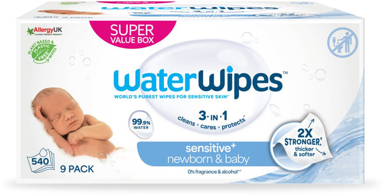 Waterwipes lingettes bébé bio - 9 x 60 pièces - 540 lingettes