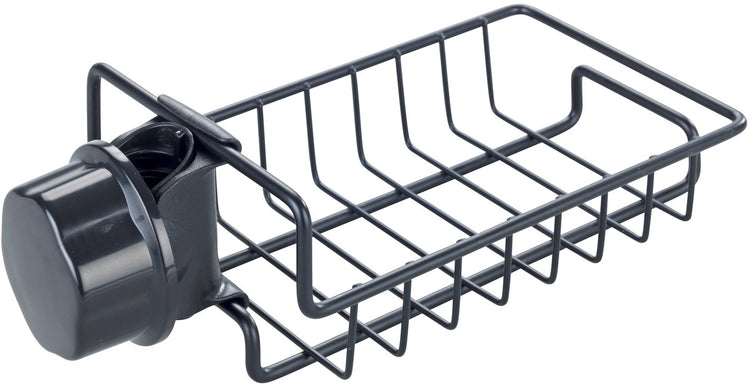 Wenko Organisateur d'évier Ohio noir en acier inoxydable - Organisateur d'évier - Organisateur de comptoir en acier inoxydable noir - Fixation sans perçage