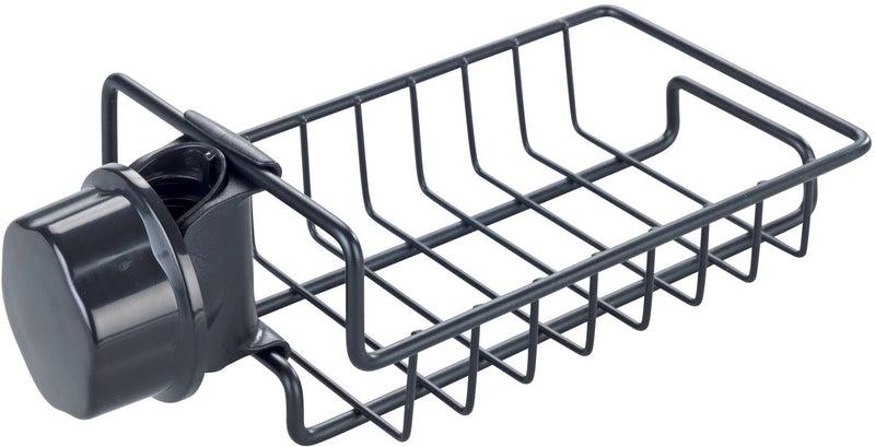 Wenko Organisateur d'évier Ohio noir en acier inoxydable - Organisateur d'évier - Organisateur de comptoir en acier inoxydable noir - Fixation sans perçage