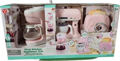 Jouez à des mélangeurs de cuisine, à une cafetière et à un grille-pain rose, 7dlg.