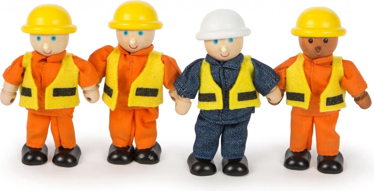 Tidlo Wooden Dollhouse Dolls Construction Workers