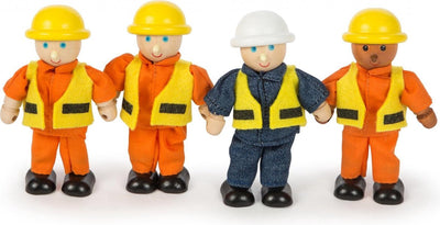 Tidlo Wooden Dollhouse Dolls Construction Workers