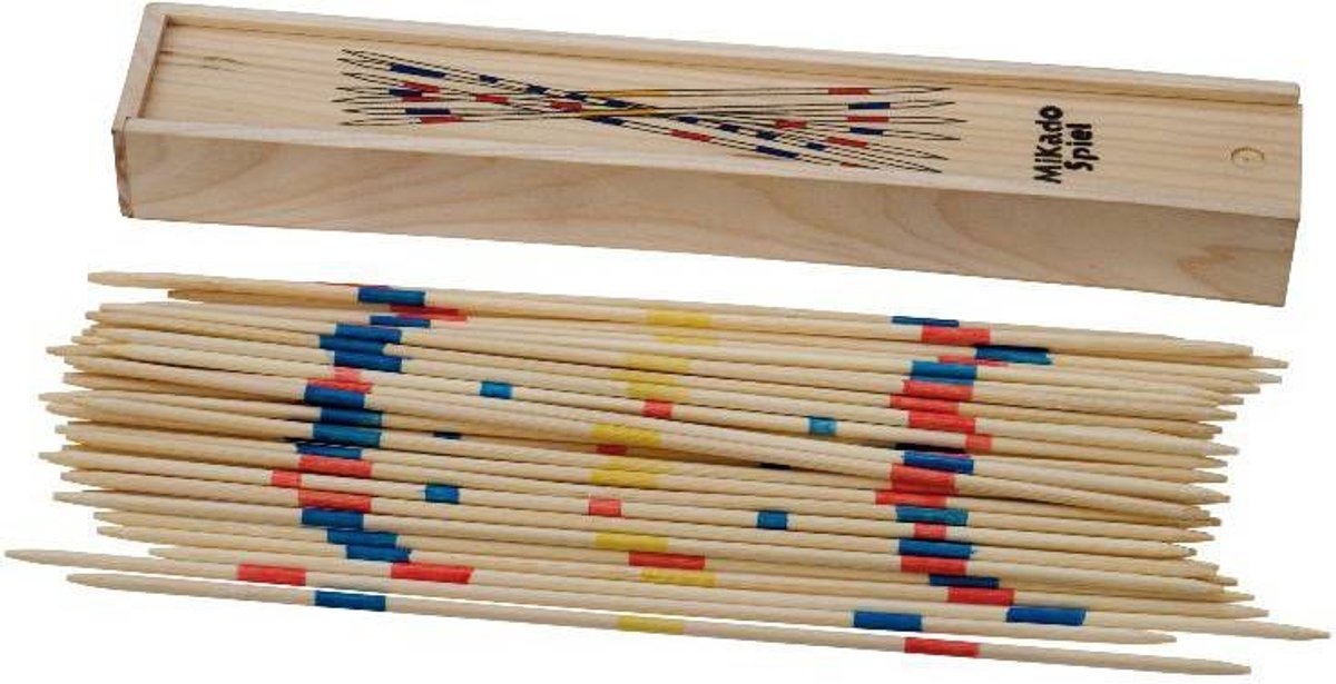 Longfield mikado 25 cm - boîte en bois - concentration jumbo - jeu d'adresse pour intérieur, extérieur - jeu familial - coeur d'ange