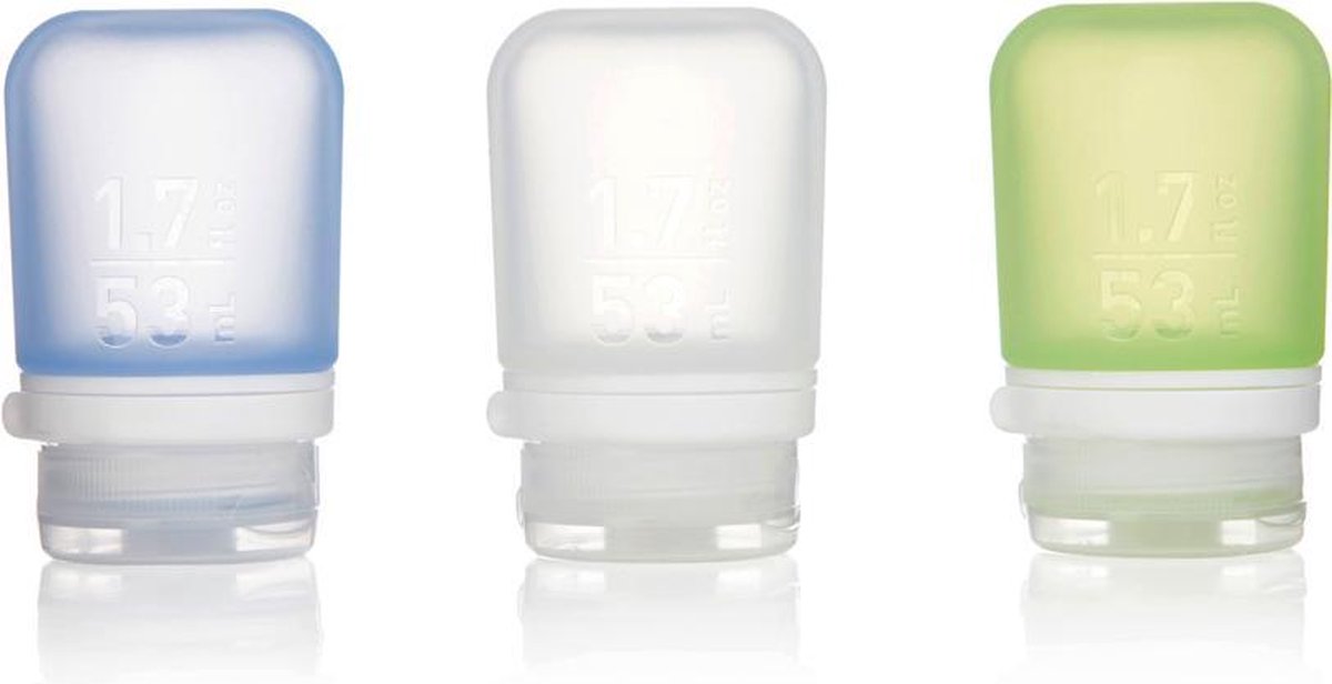 Human Gear - gotoob+ 3-pack small - - réutilisable - bouteille de voyage - étanche - léger - 53 ml - bleu vert clair