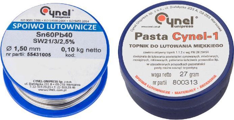 Kit à souder Topex cynel, étain 1,5mm +100gr pâte à souder sn60%