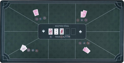 Tapis de poker Longfield vert 180x90 cm - caoutchouc polyester - surface de jeu lisse - accessoire dés de poker - coeur d'ange
