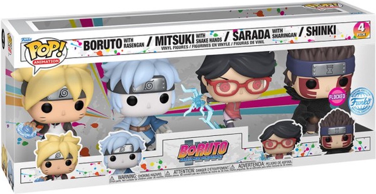 Funko pop - pack de 4 - boruto naruto nouvelle génération - édition spéciale floquée
