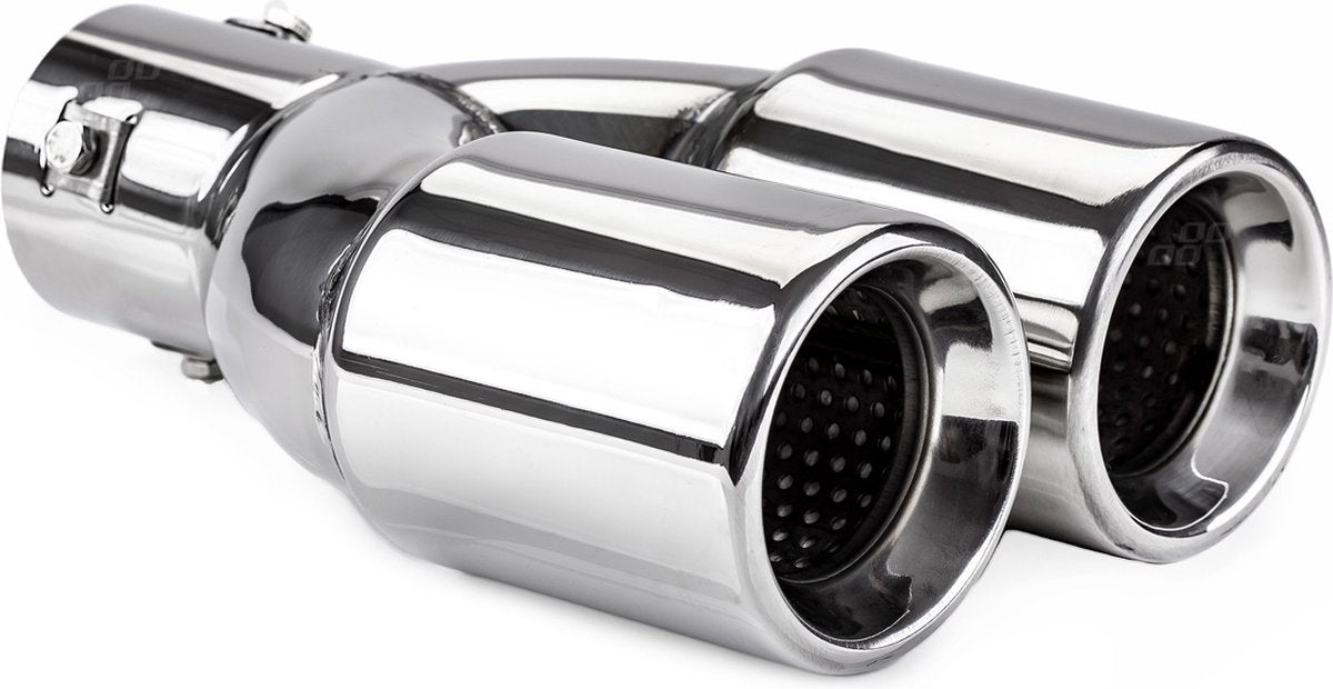 Embout de garniture d'échappement universel en inox Amio - 2x74mm - taille 008 - diamètre de raccordement entre 36mm et 54mm