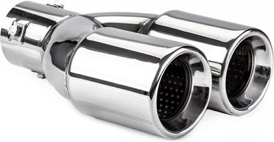 Embout de garniture d'échappement universel en inox Amio - 2x74mm - taille 008 - diamètre de raccordement entre 36mm et 54mm