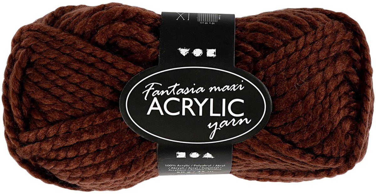 Fil acrylique, marron, 50gr, 80m