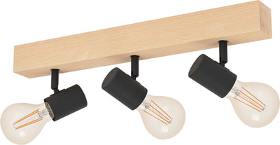 Eglo townshend 3 spot - 3 lumières - E27 - marron - noir - Bois FSC