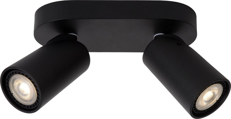 Lucide xyrus - spot de plafond (plafonnier) - led dim to warm - gu10 - 2x5w 2200k 3000k - noir