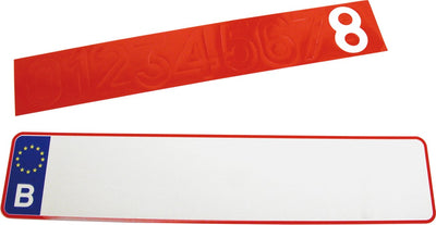 Plaque d'immatriculation Carpoint avec autocollants – 52x11 cm – aluminium – comprenant 2 planches d'autocollants – modèle Belgique
