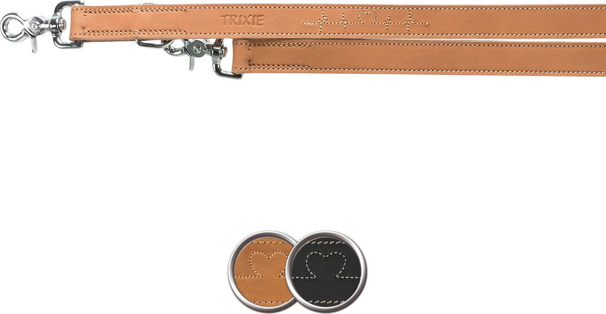 Trixie Dog Leash Rustic Heartbeat réglable Cuir gras brun