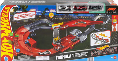 Hot Wheels Racing Circuit de descente de Formule 1 avec 3 voitures de F1 en métal