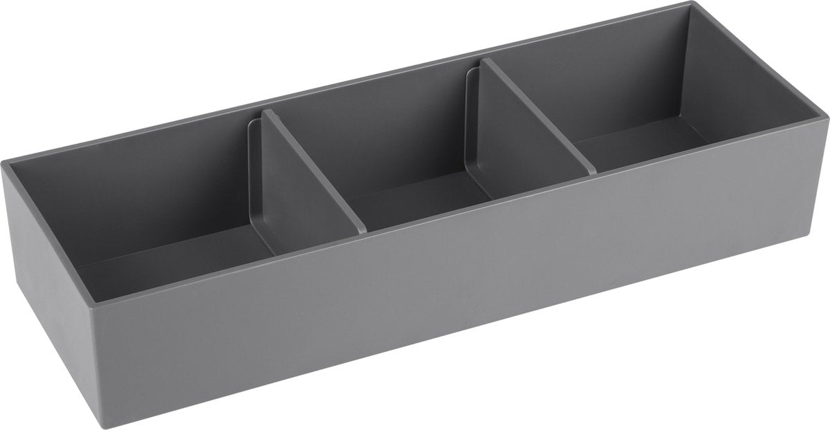 Organisateur de tiroir Differnz pour tiroir coulissant - plateaux de rangement - plateaux de tri en plastique - 32 x 11 x 6 cm - gris