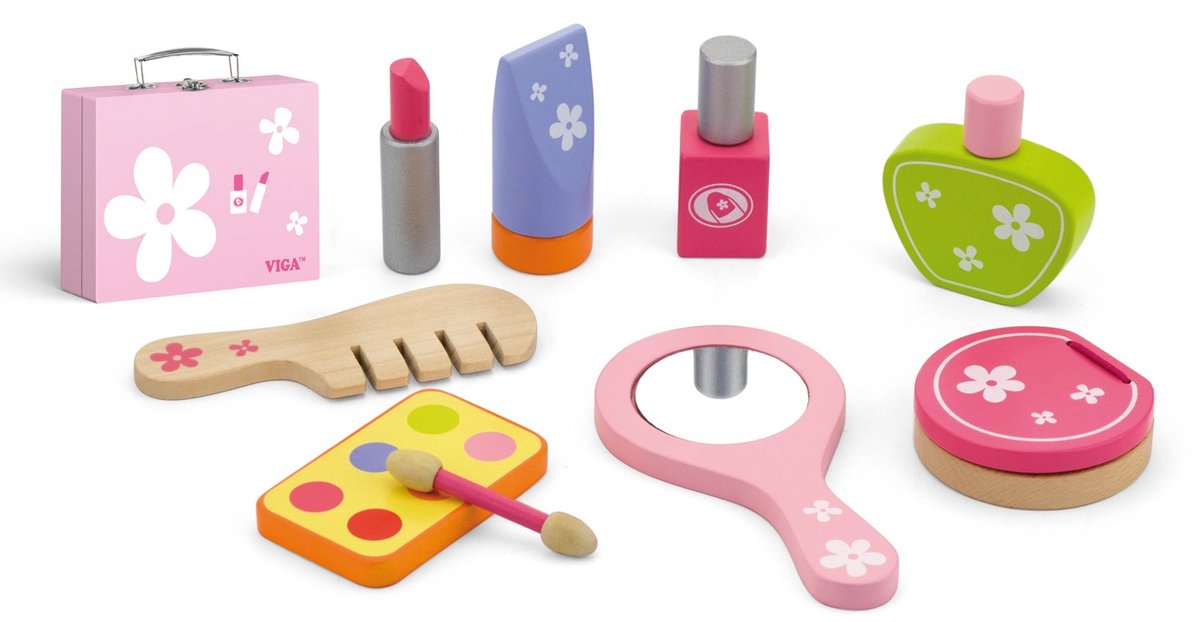 Viga coffret de jeu de beauté en bois, 10 pièces 1 set