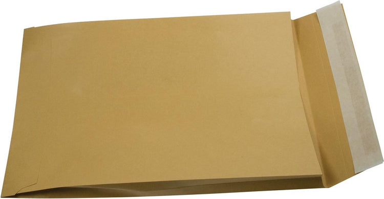 Enveloppes Gallery à soufflet dim. 229 x 324 x 35 mm fermeture à bande kraft marron boîte de 250 pièces