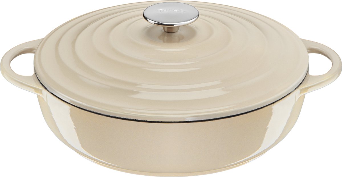Tefal lov - poêle basse - 3,8l - ø 28 cm - beige - convient pour induction - revêtement céramique