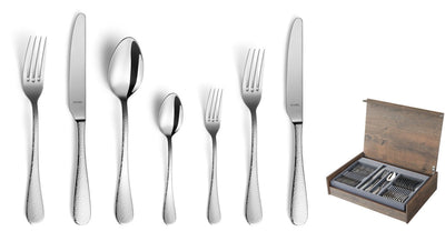 Amefa sierra - service de couverts - 84 pièces dans un coffret en bois de luxe - 12 personnes - couleur argent