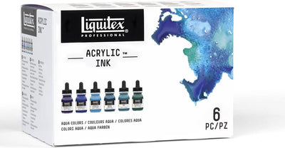 Winsor Newton Liquitex 3699375 Ensemble d'encres acryliques professionnelles – Aqua Colors 6 × 30 ml – Encre acrylique hautement pigmentée et résistante à l'eau