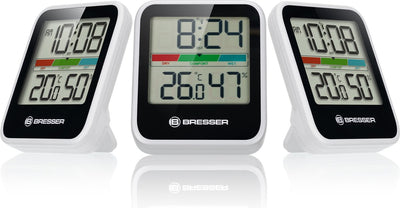 Station météo Bresser - thermo-hygromètre moniteur climatique dcf - lot de 3 - blanc