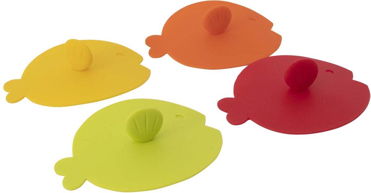 Gimex - couvercle - verre à thé - poisson - silicone - 4 pièces