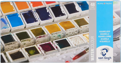 Ensemble de peinture aquarelle Van Gogh dans une boîte en métal avec 48 couleurs en demi-casseroles
