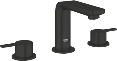 Grohe Lineare nouveau mitigeur de lavabo 3 trous taille M – avec garniture de vidage – ecojoy – fixation rapide – noir mat