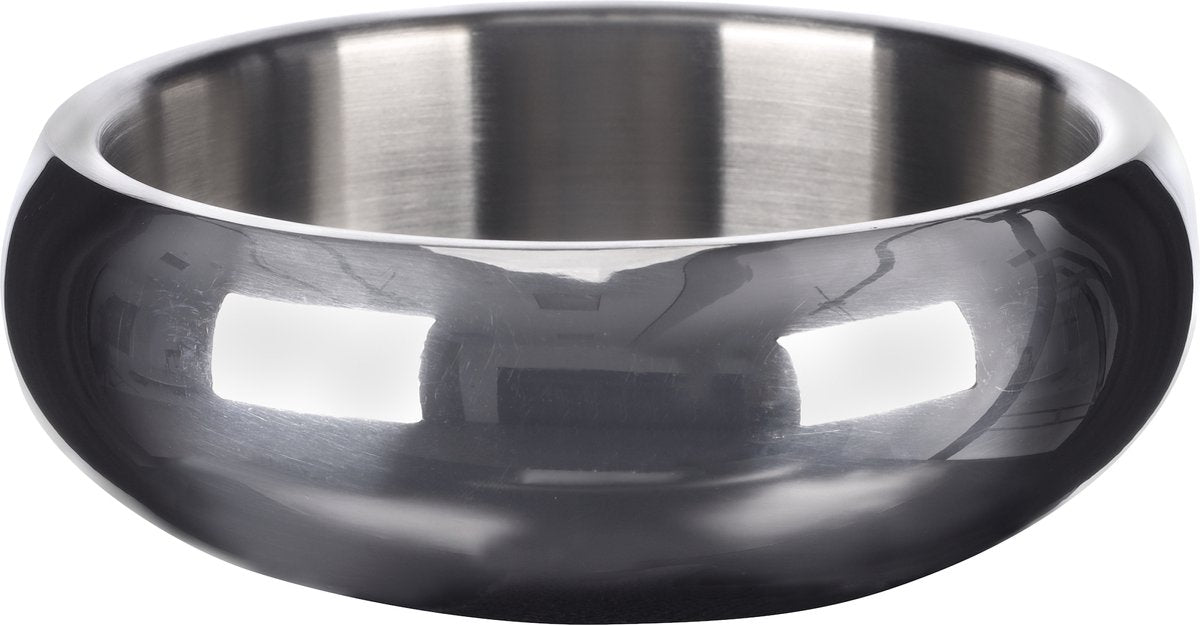 Gamelle pour chien Flamingo - gamelle pour chien - gamelle pour chien en acier inoxydable - gamelle en acier inoxydable à double paroi avec antidérapant - ø15,5 cm - 790ml - gamelle et abreuvement muna ronde argent